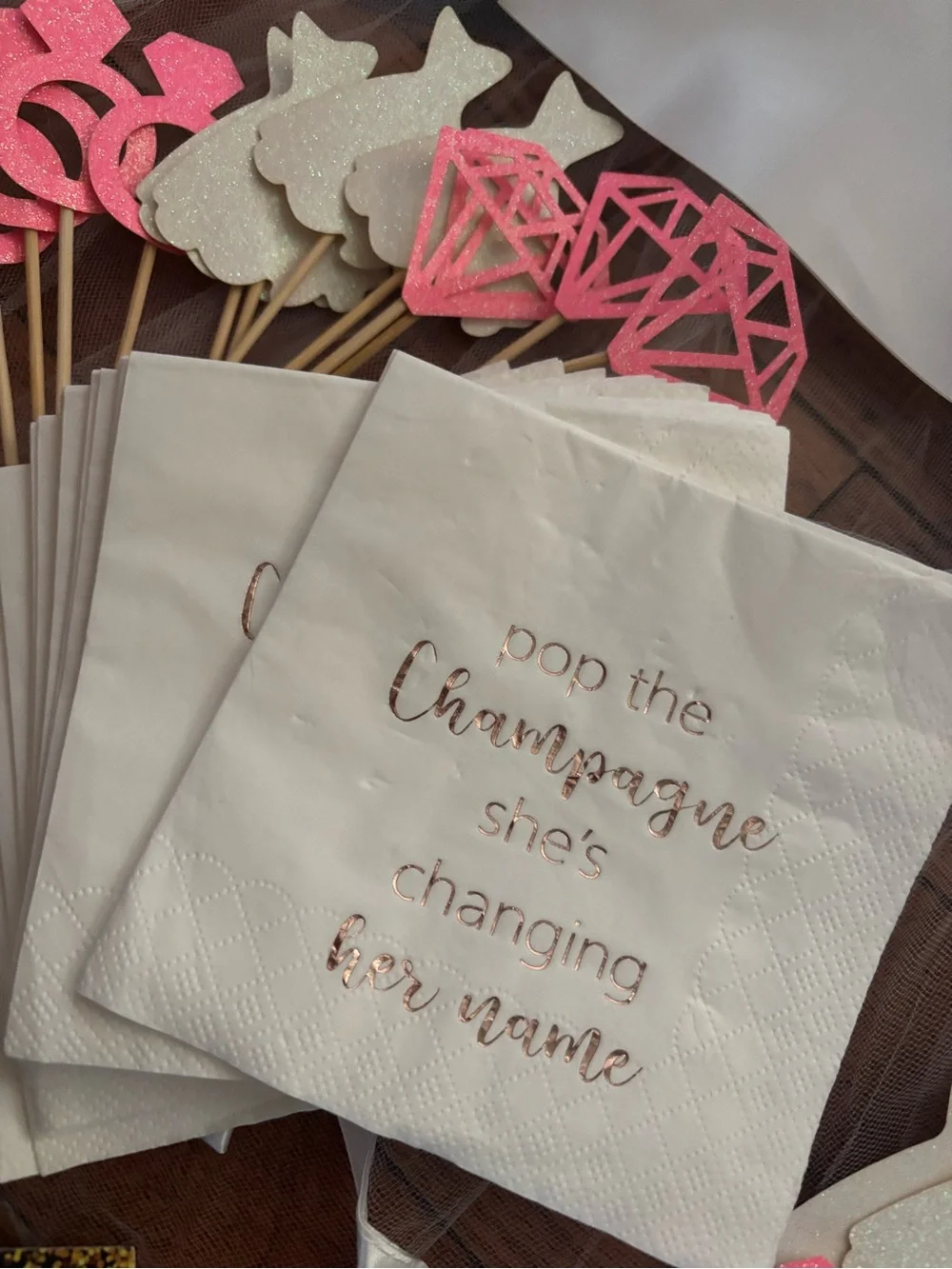 Bride to Be Bachelorette Party Sash and Decorative Signs - White and Gold